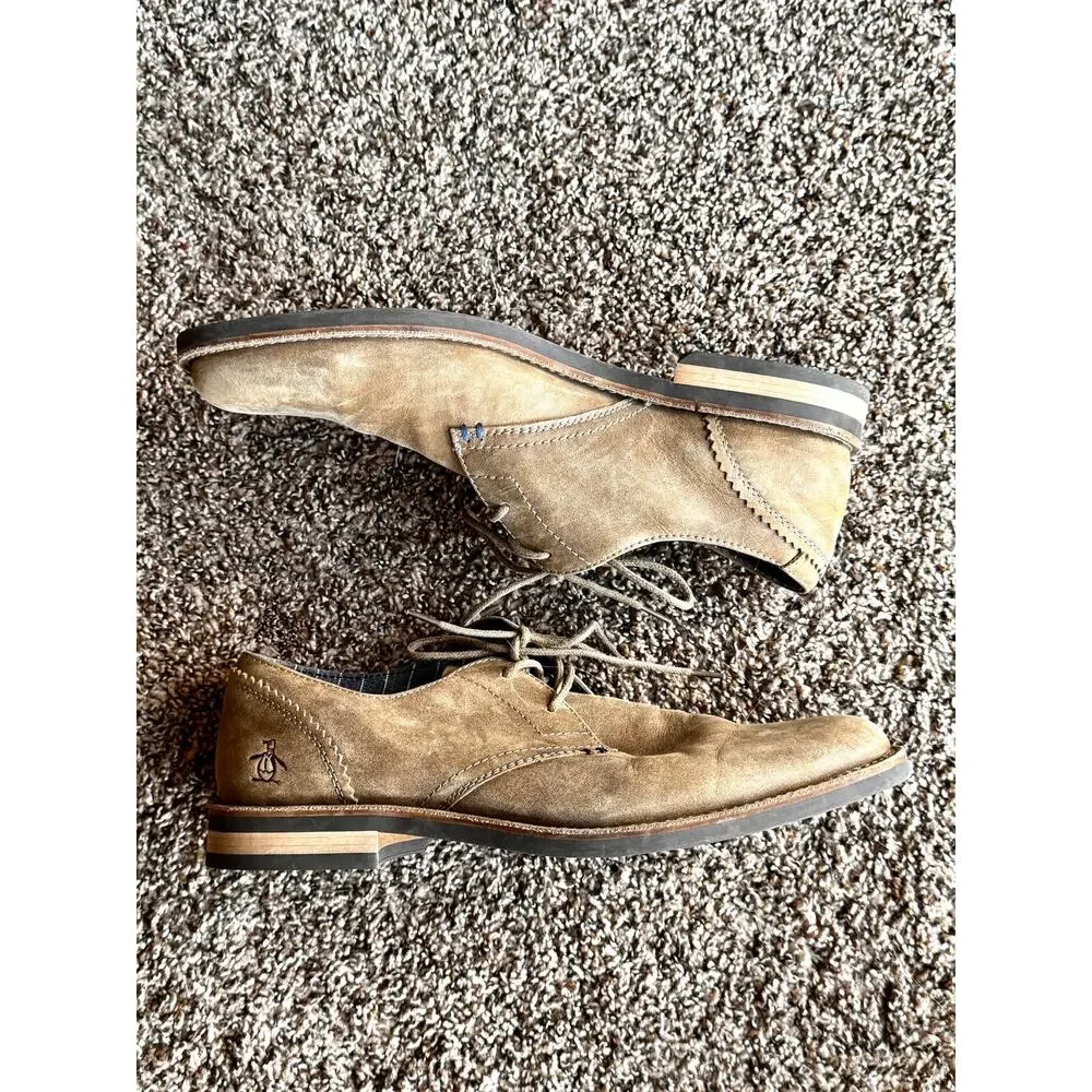 Penguin by Munsingwear Men’s Tan Suede Oxford Casual Dress Shoes Size 9.5